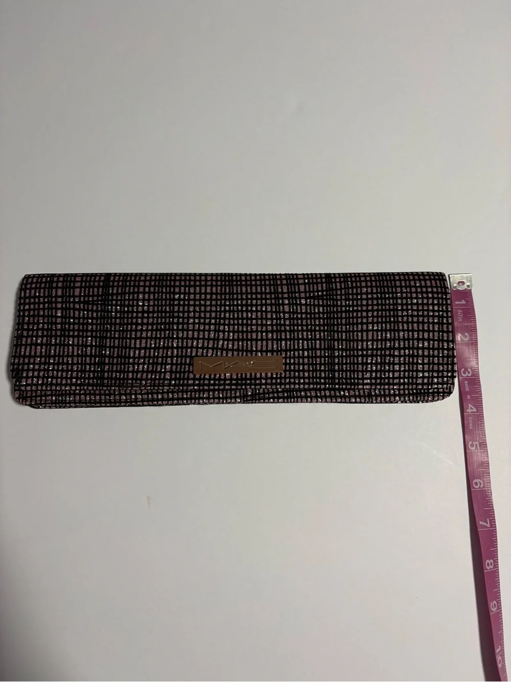MAC women cosmetics bag black Textured Fold-Over Clutch with Gold Plaque